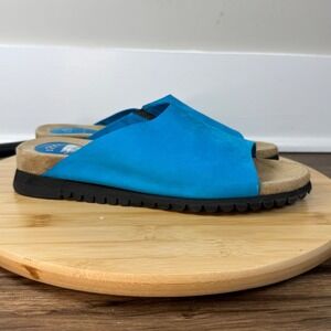 1803 Blue Suede Slip On Sandals Casual Spring Comfort Women's 38 US7/7.5 Nice